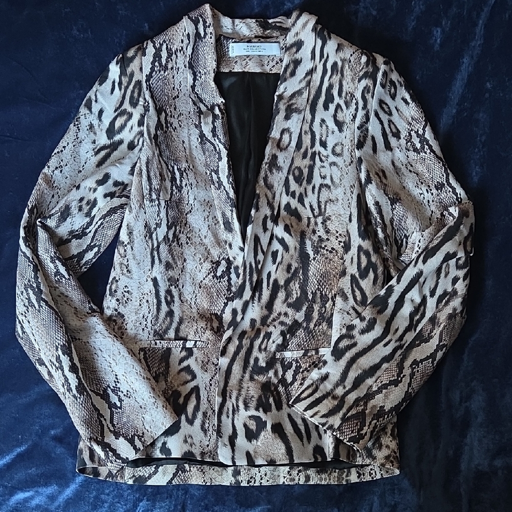 Mango Snakeskin and Leopard Print Blazer